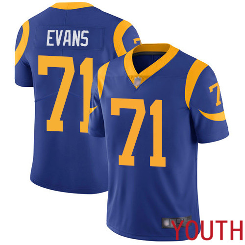 Los Angeles Rams Limited Royal Blue Youth Bobby Evans Alternate Jersey NFL Football #71 Vapor Untouchable